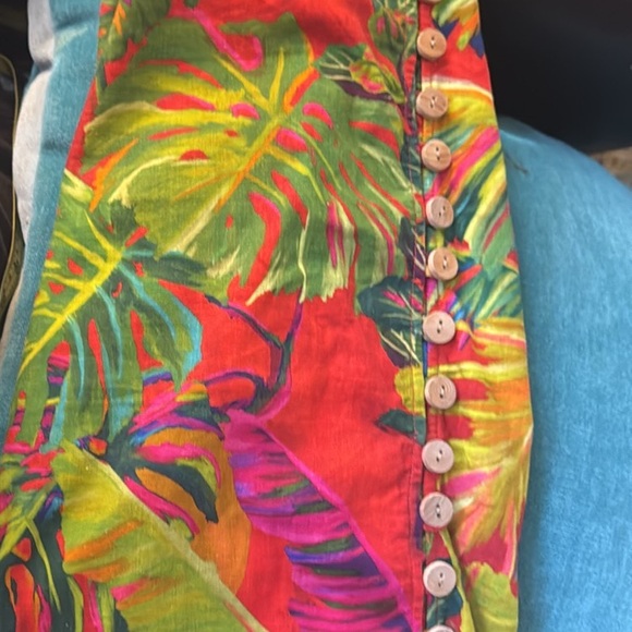 Tropical Print Button-Down Skirt Farm Rio M - Picture 5 of 6